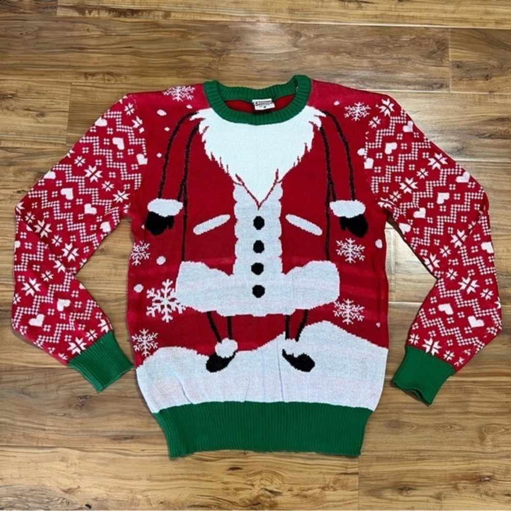 NWT Mens Ugly Sweater Christmas Santa Claus Medium Holiday‎ Snowflake Xmas